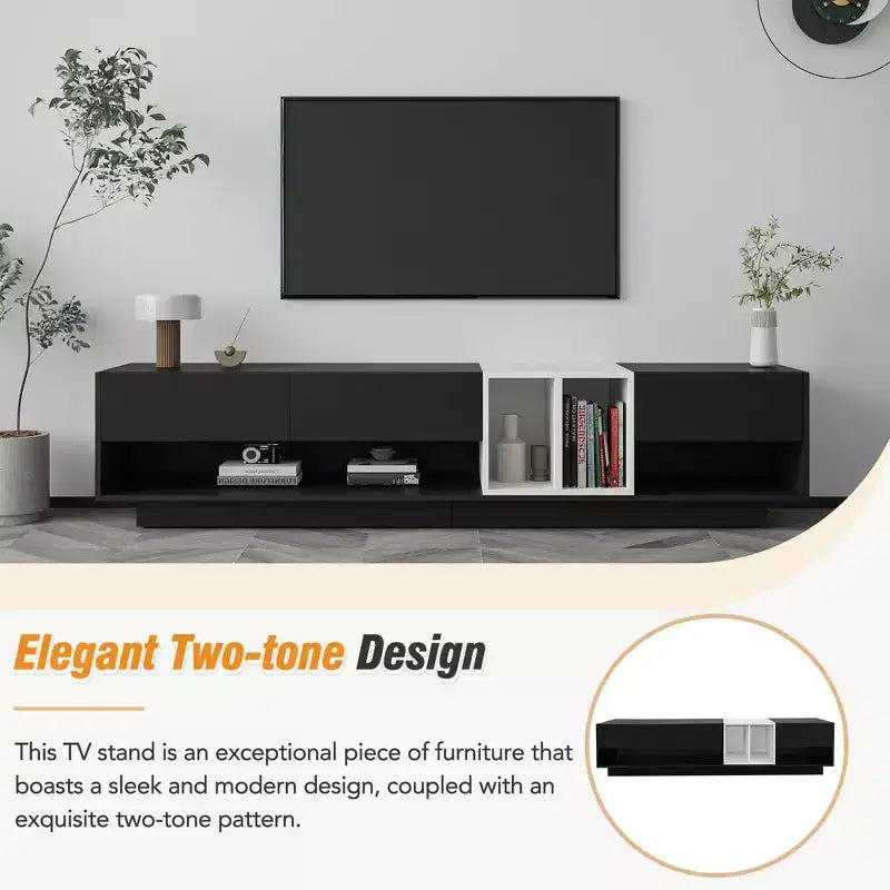 Whisen 80 Two-tone TV Stand with Versatile Storage Compartments, Functional Media Console