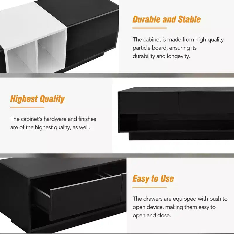 Whisen 80 Two-tone TV Stand with Versatile Storage Compartments, Functional Media Console