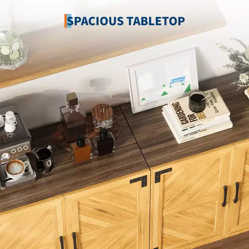 Sideboard Buffet Cabinet with Storage -Modern Farmhouse Credenza with Doors and Adjustable Shelves,Kitchen Buffet Storage Cabinet Coffee Bar Cabinets