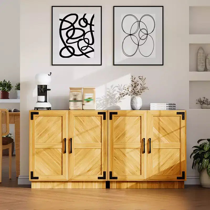 Sideboard Buffet Cabinet with Storage -Modern Farmhouse Credenza with Doors and Adjustable Shelves,Kitchen Buffet Storage Cabinet Coffee Bar Cabinets