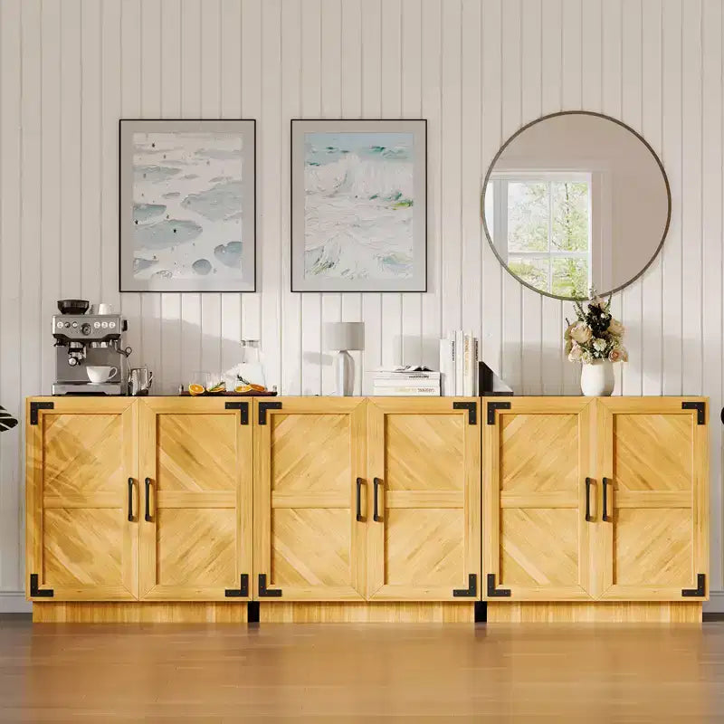 Sideboard Buffet Cabinet with Storage -Modern Farmhouse Credenza with Doors and Adjustable Shelves,Kitchen Buffet Storage Cabinet Coffee Bar Cabinets