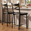 22.4 Bar Stools Set of 2,Counter Height Bar Stools with Back & PU Upholstered Seat,Metal Frame Kitchen Bar Chairs with Footrest for Kitchen Island