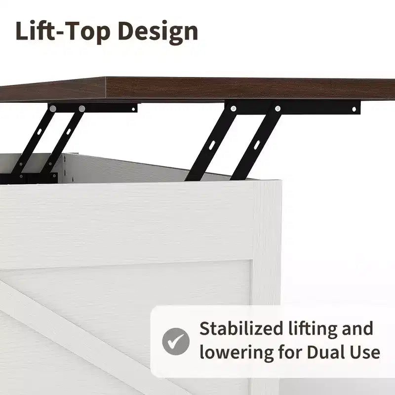Farmhouse Lift Top Coffee Table - 2-in-1 Farmhouse Coffee Table with Storage,for Living Room Office