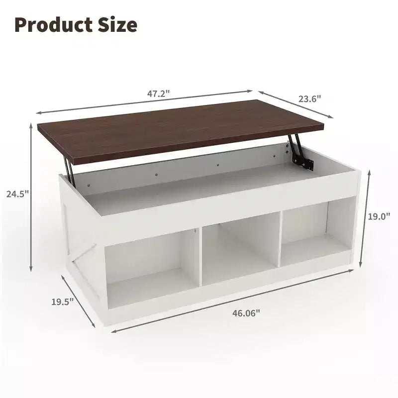 Farmhouse Lift Top Coffee Table - 2-in-1 Farmhouse Coffee Table with Storage,for Living Room Office