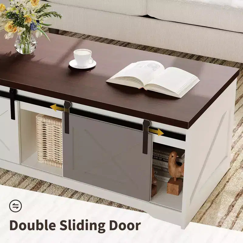 Farmhouse Lift Top Coffee Table - 2-in-1 Farmhouse Coffee Table with Storage,for Living Room Office
