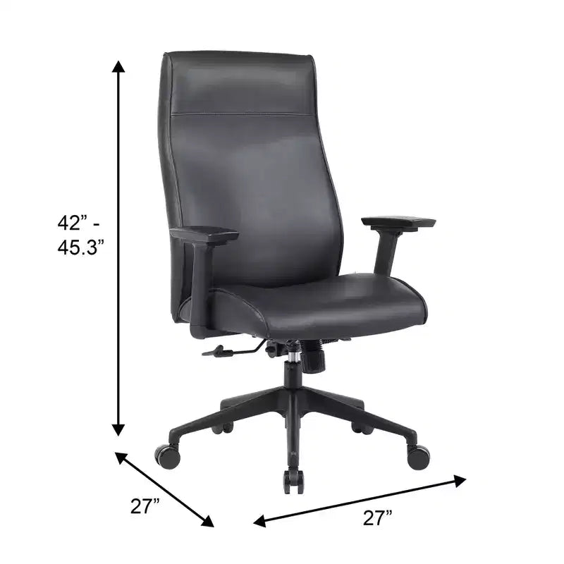 Maxwell Upholstered High-Back Executive Office Chair in PU Leather, Adjustable Height and Arms, Knee-Tilt & 360 Swivel, Ergonomic Computer Desk Chair