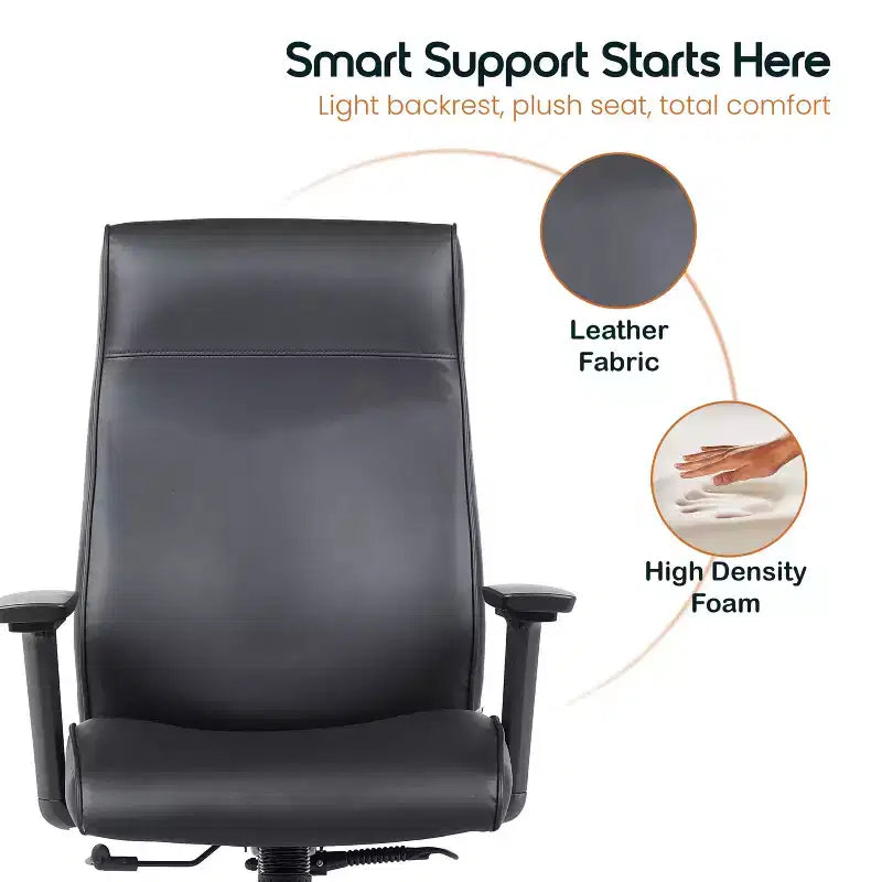 Maxwell Upholstered High-Back Executive Office Chair in PU Leather, Adjustable Height and Arms, Knee-Tilt & 360 Swivel, Ergonomic Computer Desk Chair