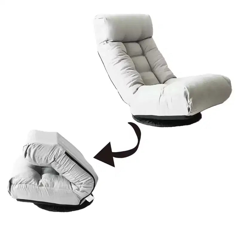 FurnitureR Swivel Floor Lounge Chair with Ottoman, Adjustable Reclining Lazy Chair with Footrest, Meditation Gaming Chair for Living Room Bedroom
