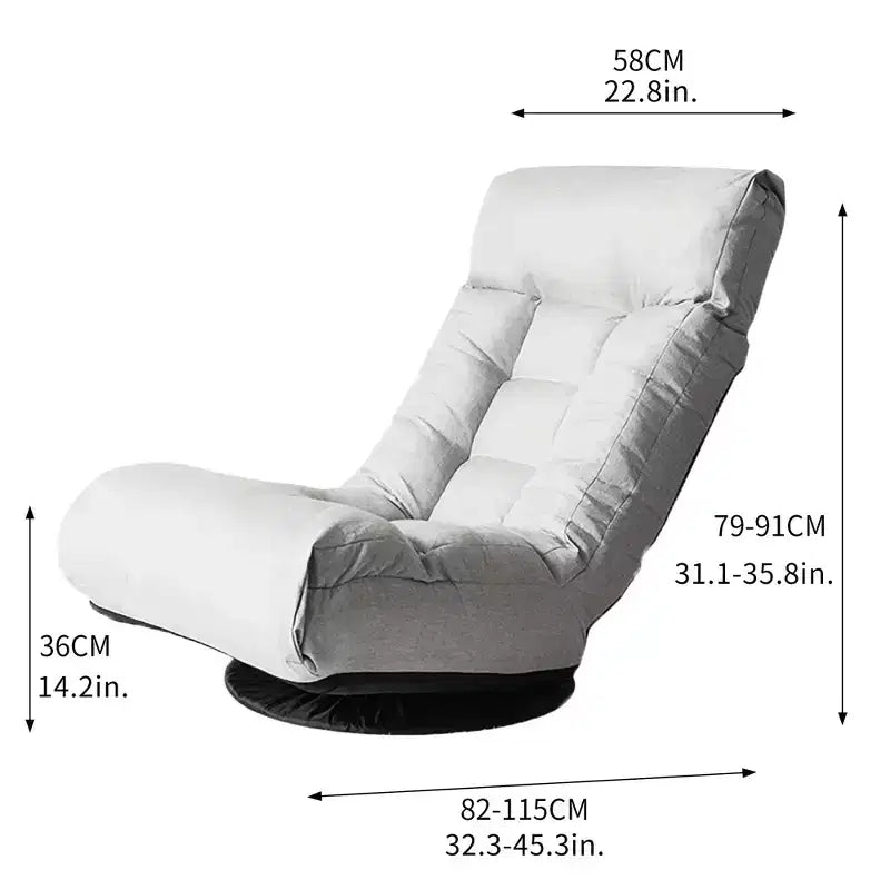 FurnitureR Swivel Floor Lounge Chair with Ottoman, Adjustable Reclining Lazy Chair with Footrest, Meditation Gaming Chair for Living Room Bedroom