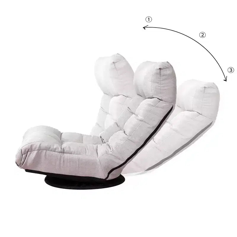 FurnitureR Swivel Floor Lounge Chair with Ottoman, Adjustable Reclining Lazy Chair with Footrest, Meditation Gaming Chair for Living Room Bedroom