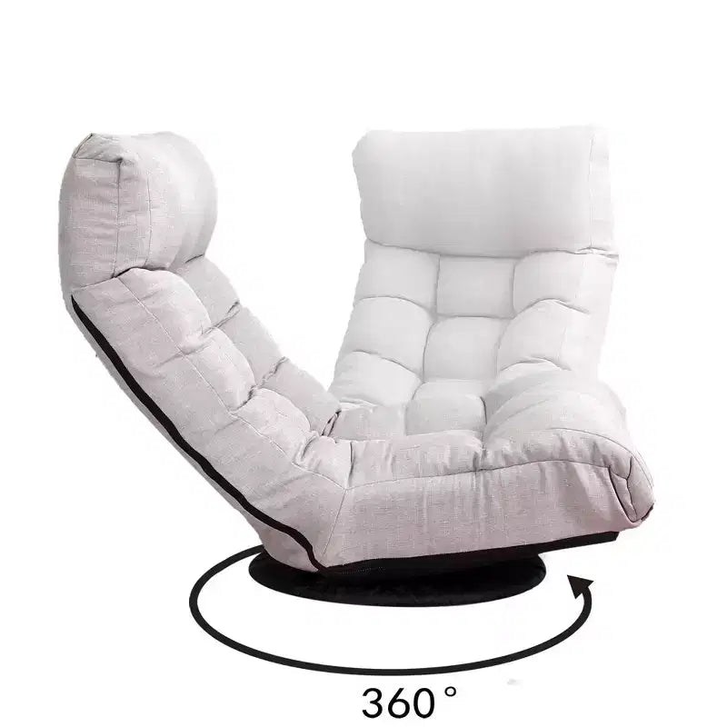 FurnitureR Swivel Floor Lounge Chair with Ottoman, Adjustable Reclining Lazy Chair with Footrest, Meditation Gaming Chair for Living Room Bedroom