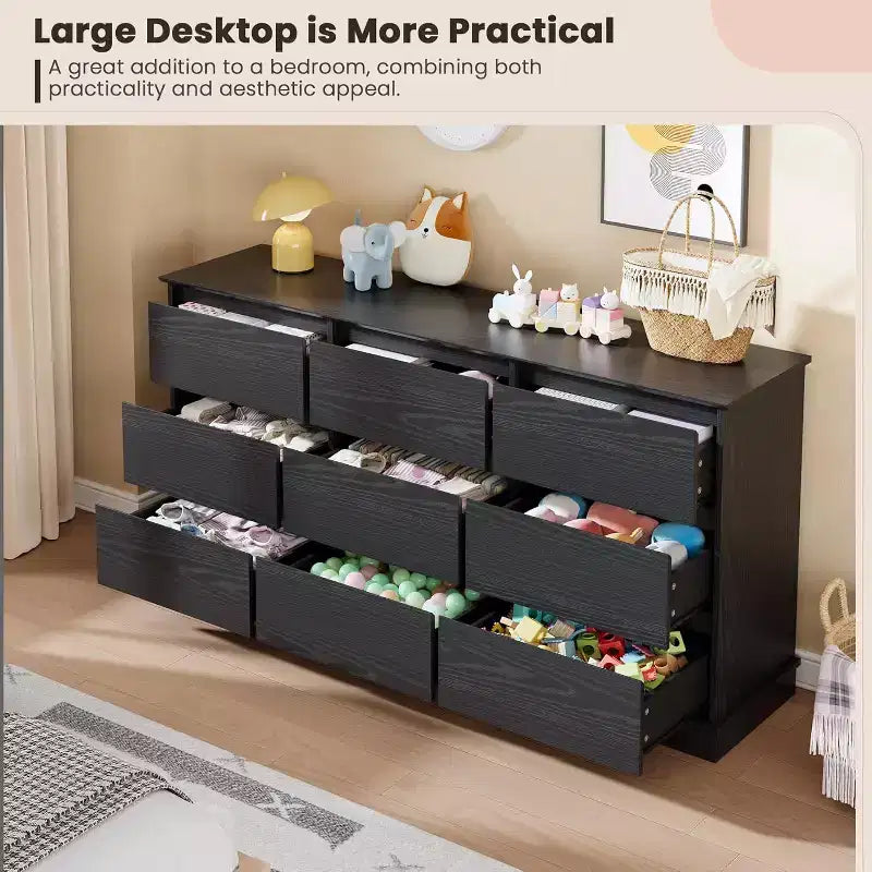 9/12 drawer chest of drawers for bedroom,chest of drawers with Deep drawers,Large chest of drawers for closet with Wide Top,Wooden chest of drawers