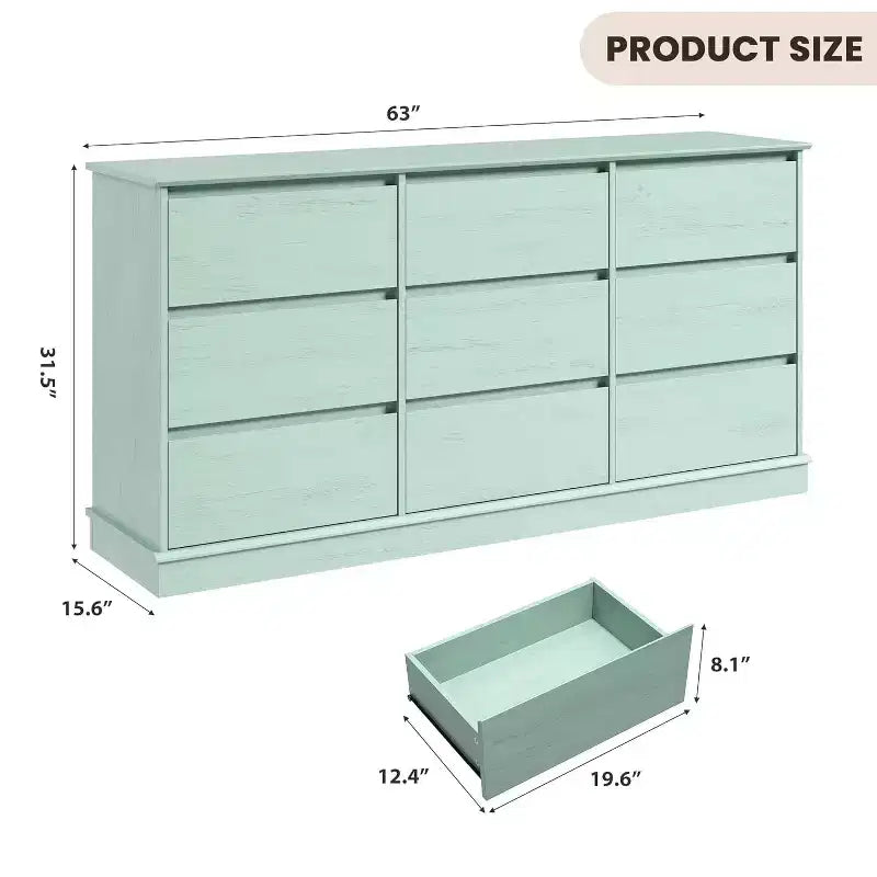 9/12 drawer chest of drawers for bedroom,chest of drawers with Deep drawers,Large chest of drawers for closet with Wide Top,Wooden chest of drawers