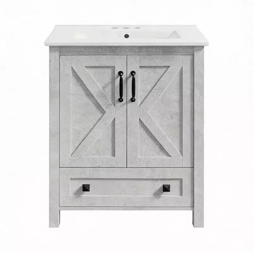 24/30 Inch Modern Vanity with Ceramic Sink 2 Doors 1 Drawer Freestanding Bathroom Cabinet Contemporary Design for Your Bathrooms