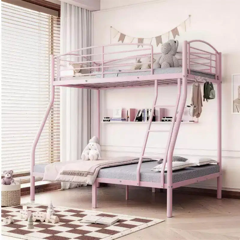 Twin Over Full Bunk Bed,Metal Bunk Beds with Ladder and Guardrail,Heavy Duty,Smooth Rounded Edges,Space Saving Design,Ideal for Dorms and Small Rooms