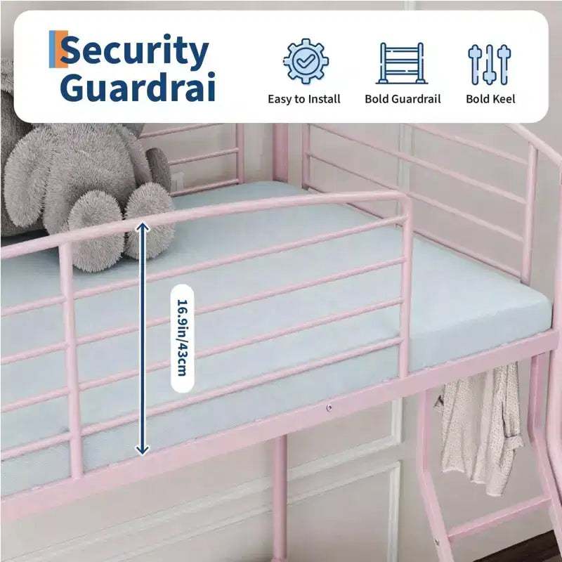 Twin Over Full Bunk Bed,Metal Bunk Beds with Ladder and Guardrail,Heavy Duty,Smooth Rounded Edges,Space Saving Design,Ideal for Dorms and Small Rooms