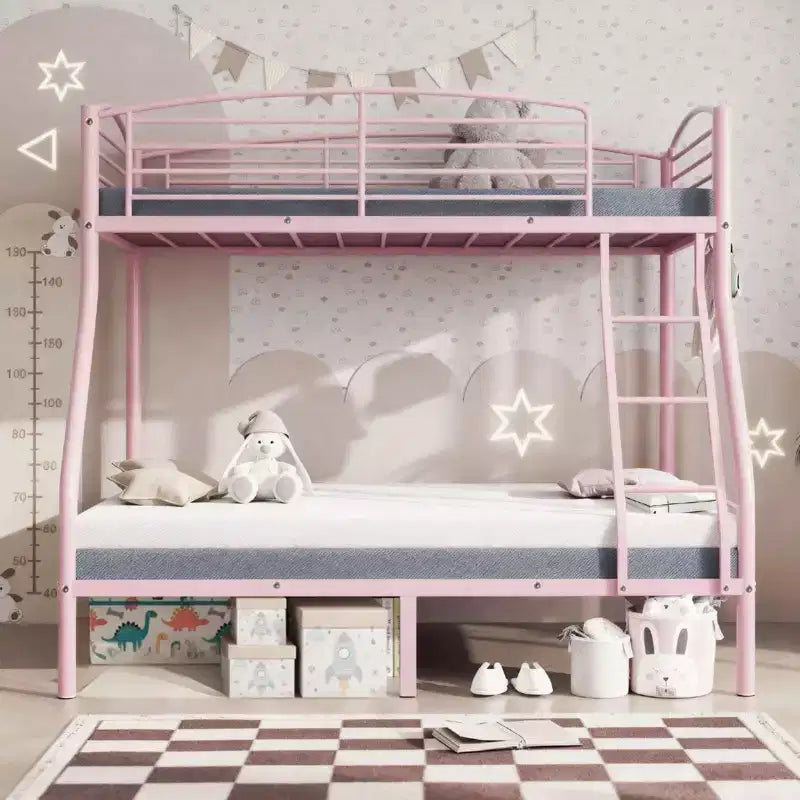 Twin Over Full Bunk Bed,Metal Bunk Beds with Ladder and Guardrail,Heavy Duty,Smooth Rounded Edges,Space Saving Design,Ideal for Dorms and Small Rooms