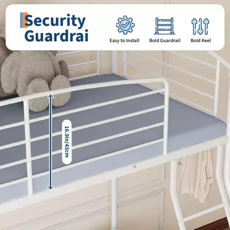 Twin Over Full Bunk Bed,Metal Bunk Beds with Ladder and Guardrail,Heavy Duty,Smooth Rounded Edges,Space Saving Design,Ideal for Dorms and Small Rooms