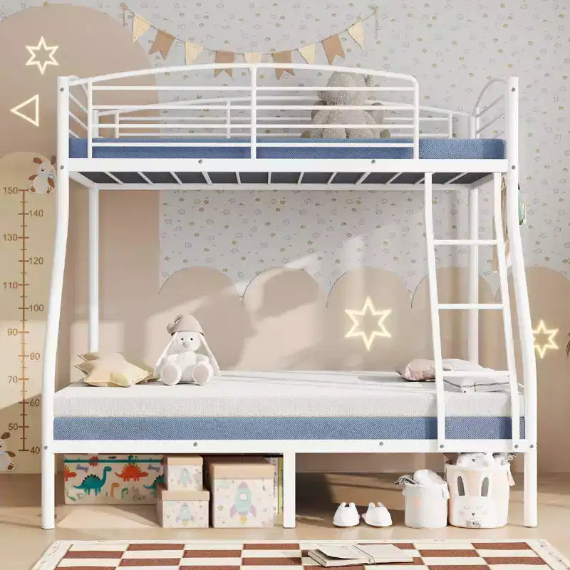 Twin Over Full Bunk Bed,Metal Bunk Beds with Ladder and Guardrail,Heavy Duty,Smooth Rounded Edges,Space Saving Design,Ideal for Dorms and Small Rooms