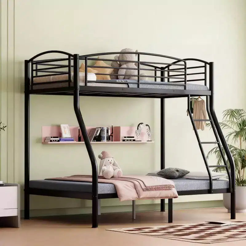 Twin Over Full Bunk Bed,Metal Bunk Beds with Ladder and Guardrail,Heavy Duty,Smooth Rounded Edges,Space Saving Design,Ideal for Dorms and Small Rooms