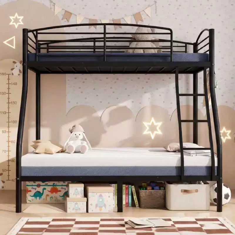 Twin Over Full Bunk Bed,Metal Bunk Beds with Ladder and Guardrail,Heavy Duty,Smooth Rounded Edges,Space Saving Design,Ideal for Dorms and Small Rooms