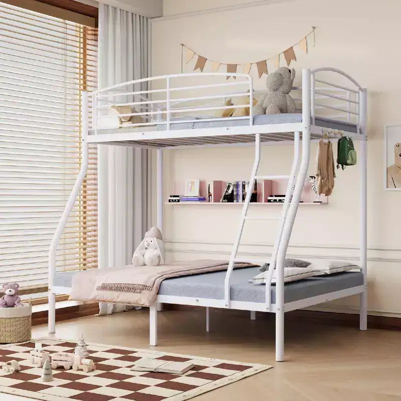 Twin Over Full Bunk Bed,Metal Bunk Beds with Ladder and Guardrail,Heavy Duty,Smooth Rounded Edges,Space Saving Design,Ideal for Dorms and Small Rooms