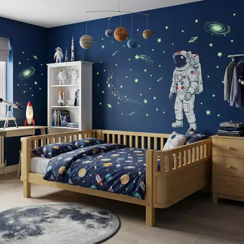 JVNOXK Full Size Wood Platform Bed for Kids, Wood Low Profile Full Bed with Rails for Girls and Boys, Natural