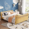 JVNOXK Full Size Wood Platform Bed for Kids, Wood Low Profile Full Bed with Rails for Girls and Boys, Natural