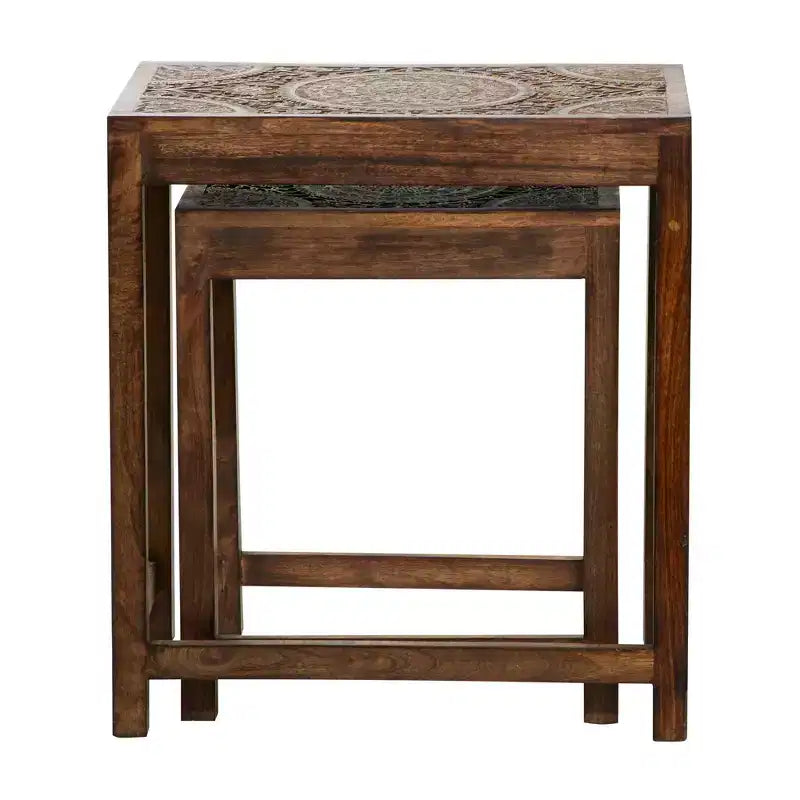 Set of 2 Eclectic Wood Accent Table - Olivia & May