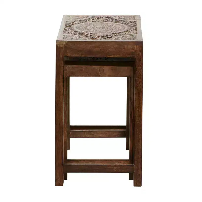 Set of 2 Eclectic Wood Accent Table - Olivia & May