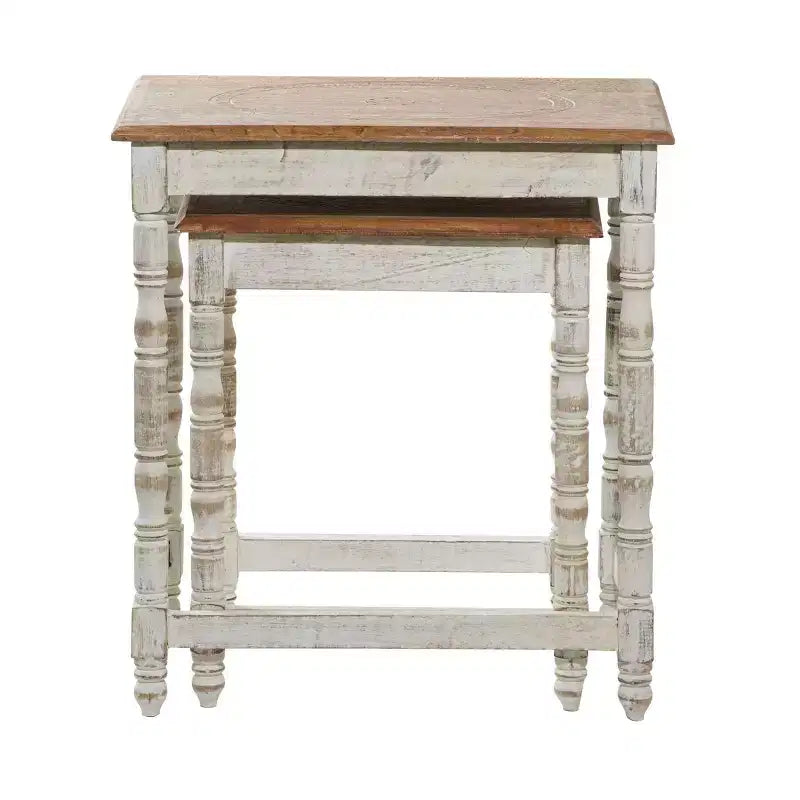 Set of 2 Eclectic Wood Accent Table - Olivia & May