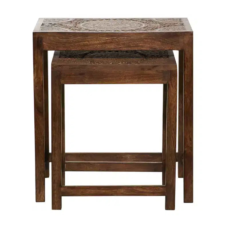 Set of 2 Eclectic Wood Accent Table - Olivia & May