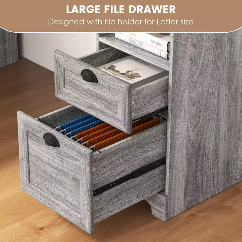 Costway L-Shaped Corner Computer Desk Writing Table Study Workstation w/ Drawers Storage
