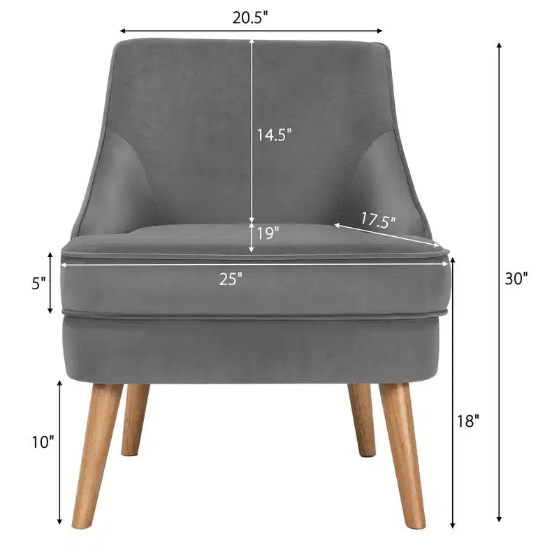 Costway Accent Chair Velvet Upholstered Single Sofa with Rubber Wood Legs Pink\Green\Grey