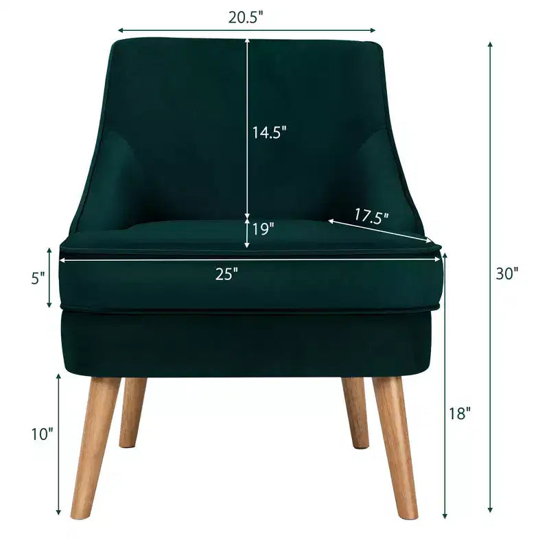 Costway Accent Chair Velvet Upholstered Single Sofa with Rubber Wood Legs Pink\Green\Grey