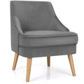 Costway Accent Chair Velvet Upholstered Single Sofa with Rubber Wood Legs Pink\Green\Grey