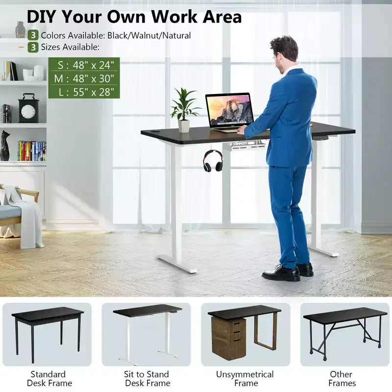 Costway Universal Tabletop for Standard & Standing Desk Frame Black