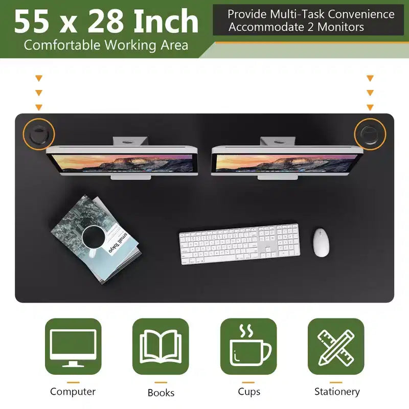 Costway Universal Tabletop for Standard & Standing Desk Frame Black