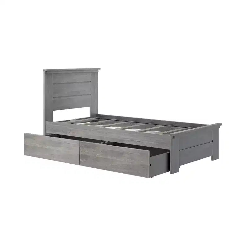 Max & Lily Twin Bed Frame with Storage Drawers, Solid Wood Platform Bed for Kids