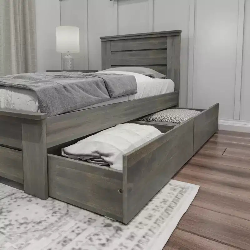 Max & Lily Twin Bed Frame with Storage Drawers, Solid Wood Platform Bed for Kids