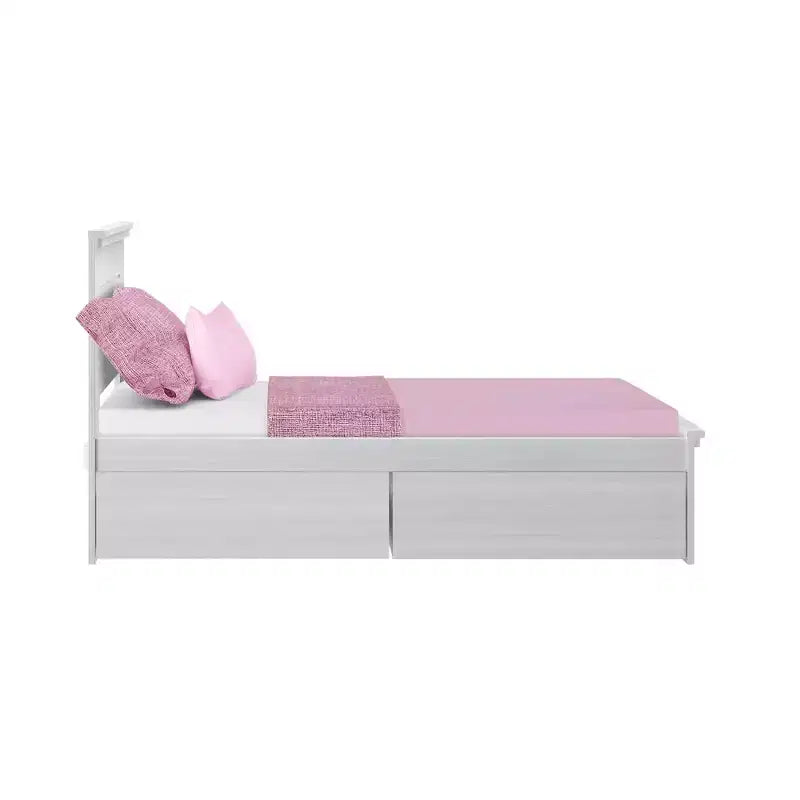 Max & Lily Twin Bed Frame with Storage Drawers, Solid Wood Platform Bed for Kids