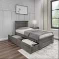 Max & Lily Twin Bed Frame with Storage Drawers, Solid Wood Platform Bed for Kids